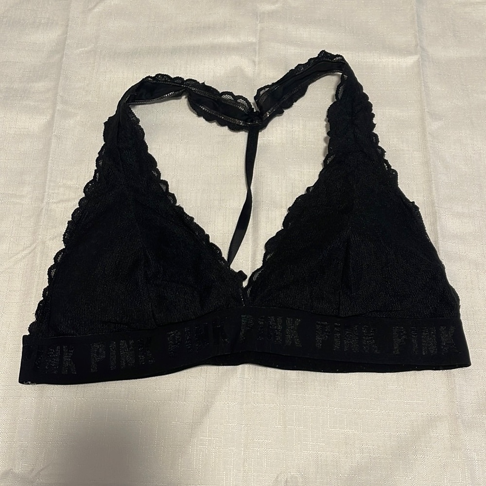 Black PINK Lace Halter Bralette